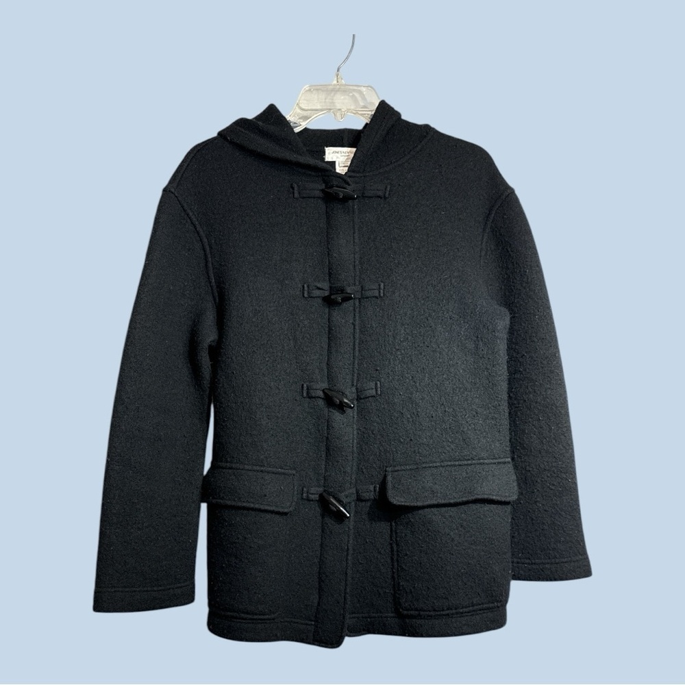 Jones New York Sport 100% Wool Duffle Jacket Waist Length Black Size Small